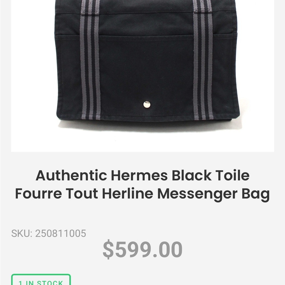 Y2K Hermes Black Canvas Messenger Bag plus FREEBIE - Picture 9 of 12